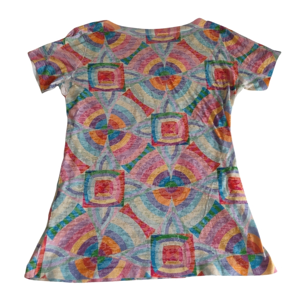 Before + Again Small Geo Print Short Sleeve T-Shirt - Picture 2 of 12